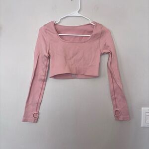 Pink Long Sleeve Crop Top